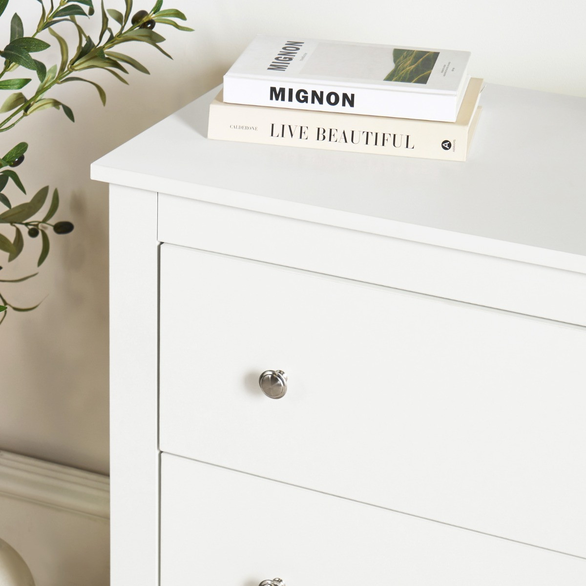 OHS Chicago 3 Drawer Bedside Table - White>