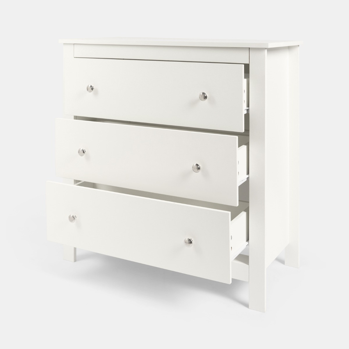 OHS Chicago 3 Drawer Bedside Table - White>