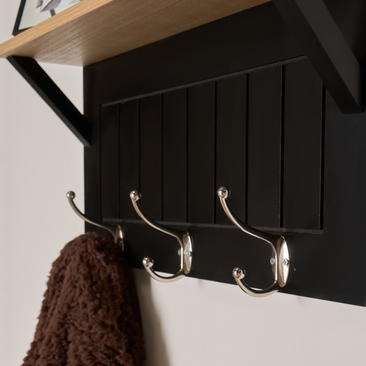 OHS Coat Hook Shelf - Black/Natural>