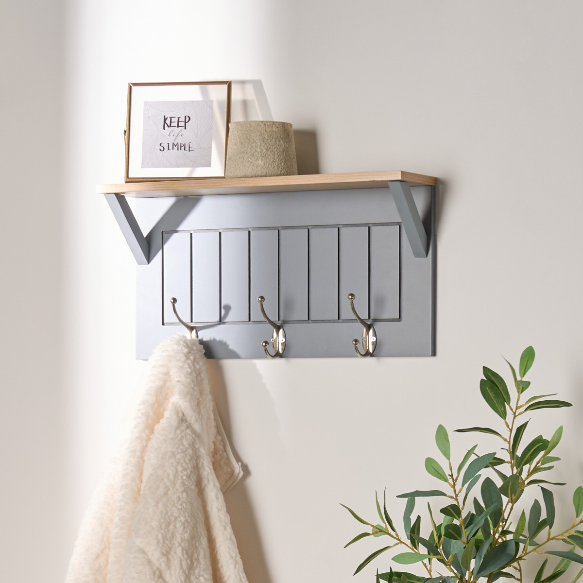 OHS Coat Hook Shelf - Grey/Natural>