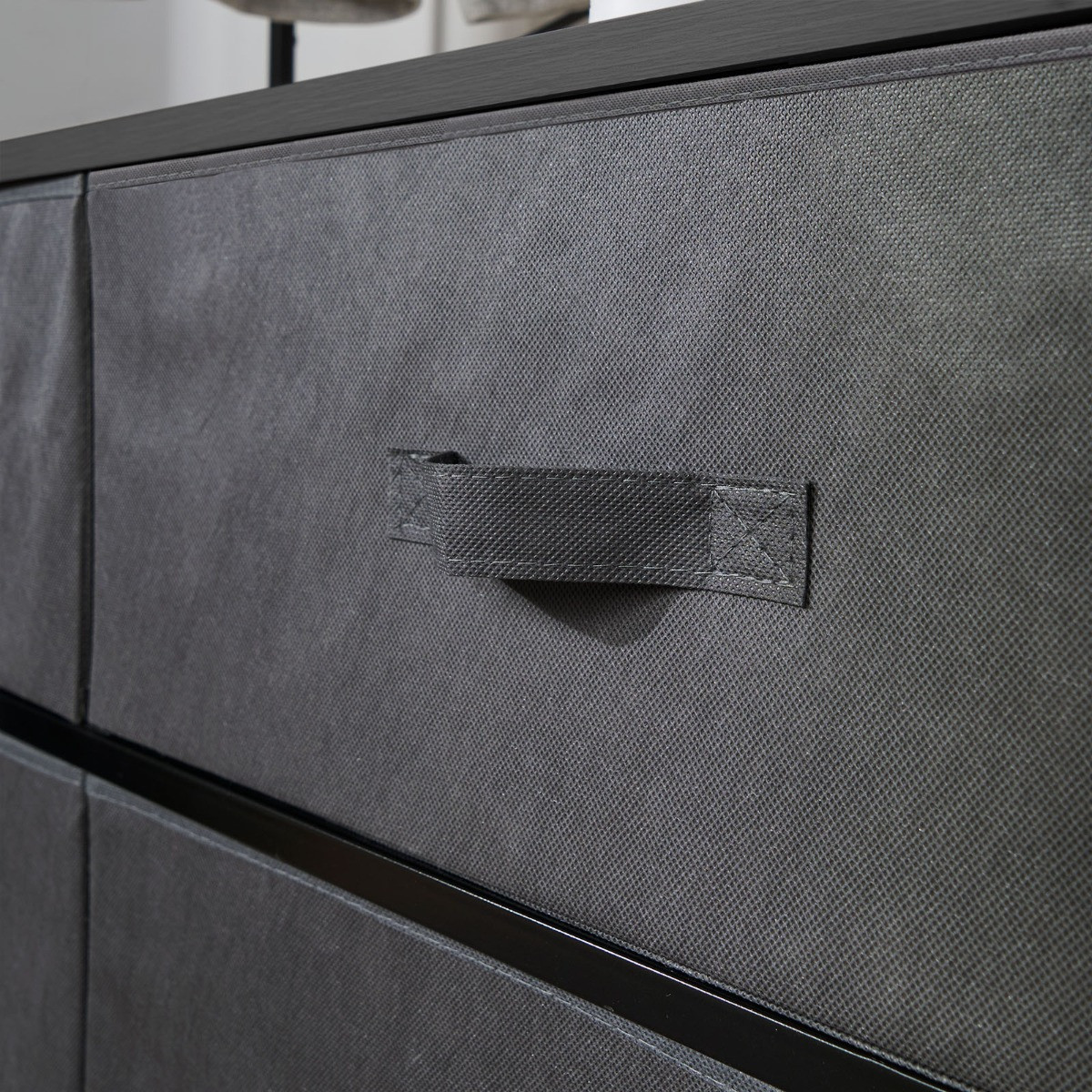 OHS Brooklyn 6 Drawer Fabric Cabinet with Hanging Rail - Grey>