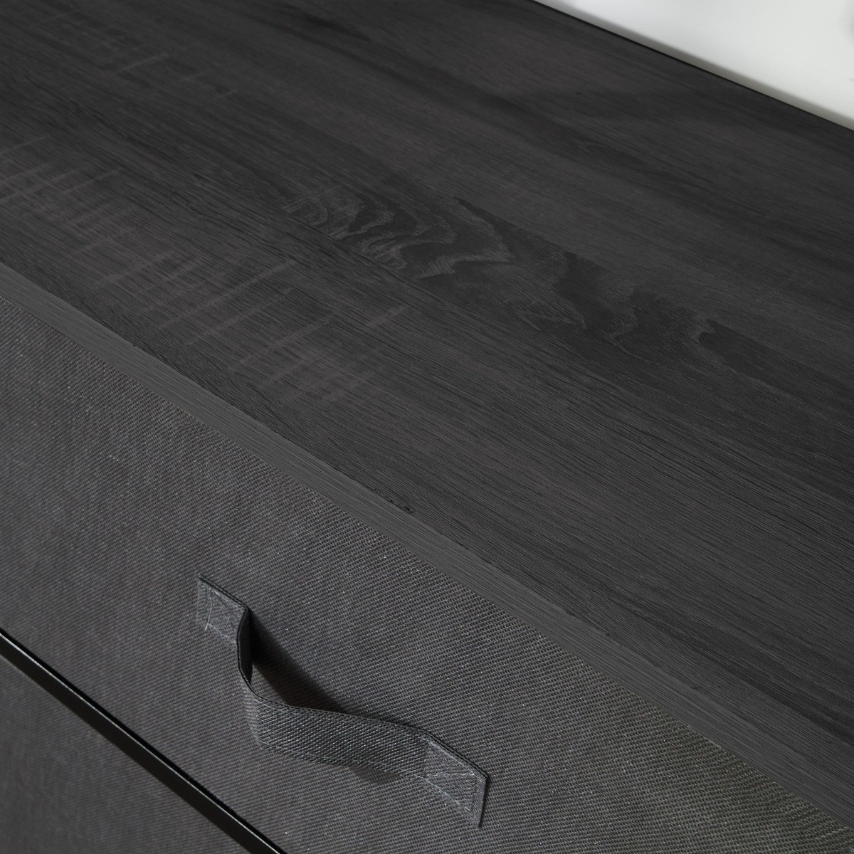 OHS Brooklyn 6 Drawer Fabric Cabinet with Hanging Rail - Grey>