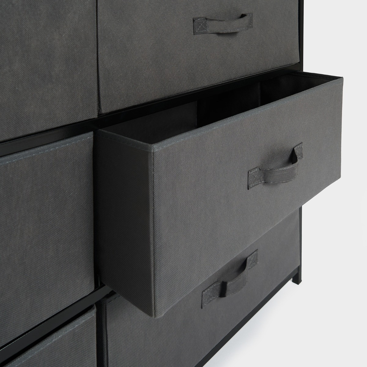 OHS Brooklyn 6 Drawer Fabric Cabinet with Hanging Rail - Grey>