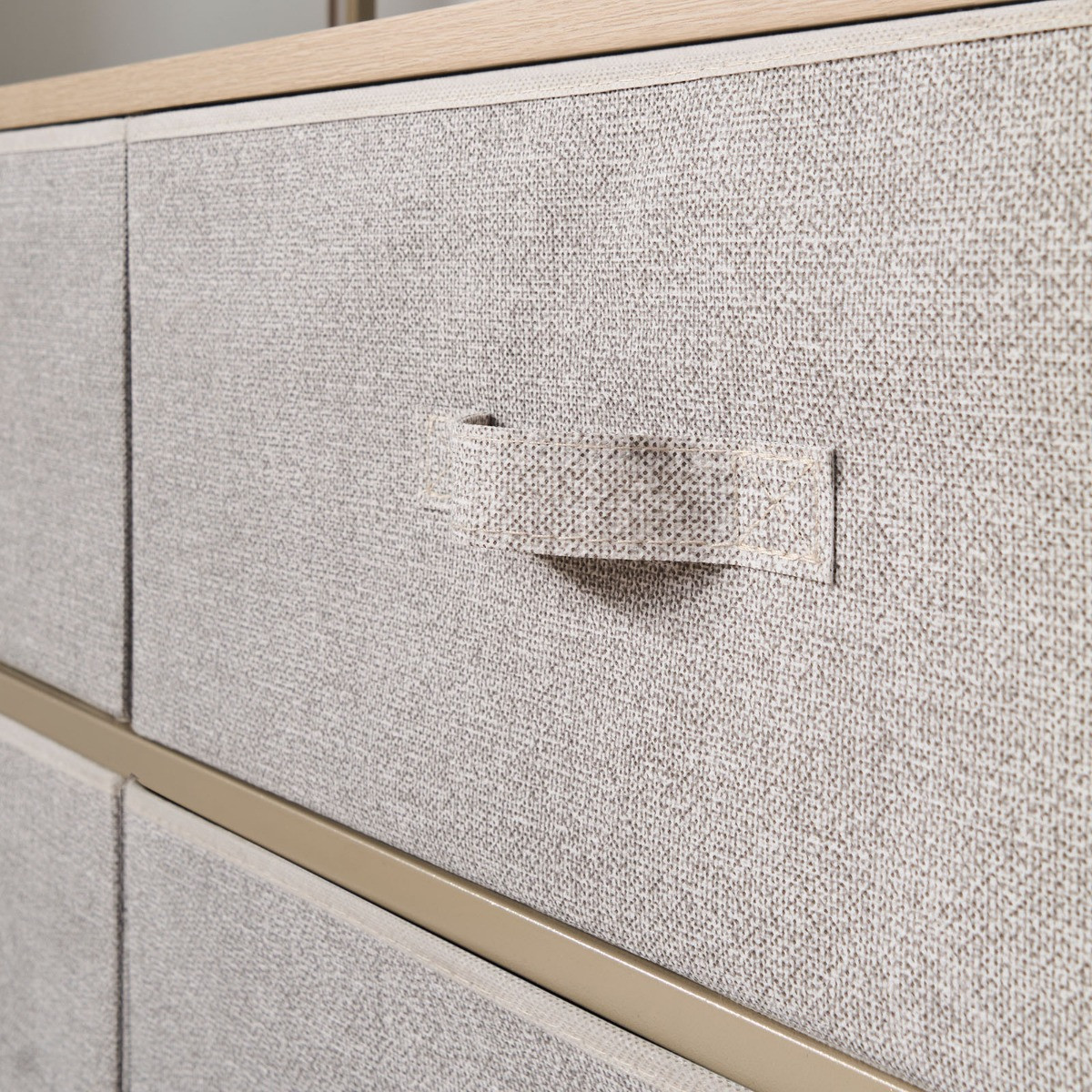 OHS Brooklyn 6 Drawer Fabric Cabinet with Hanging Rail - Beige>