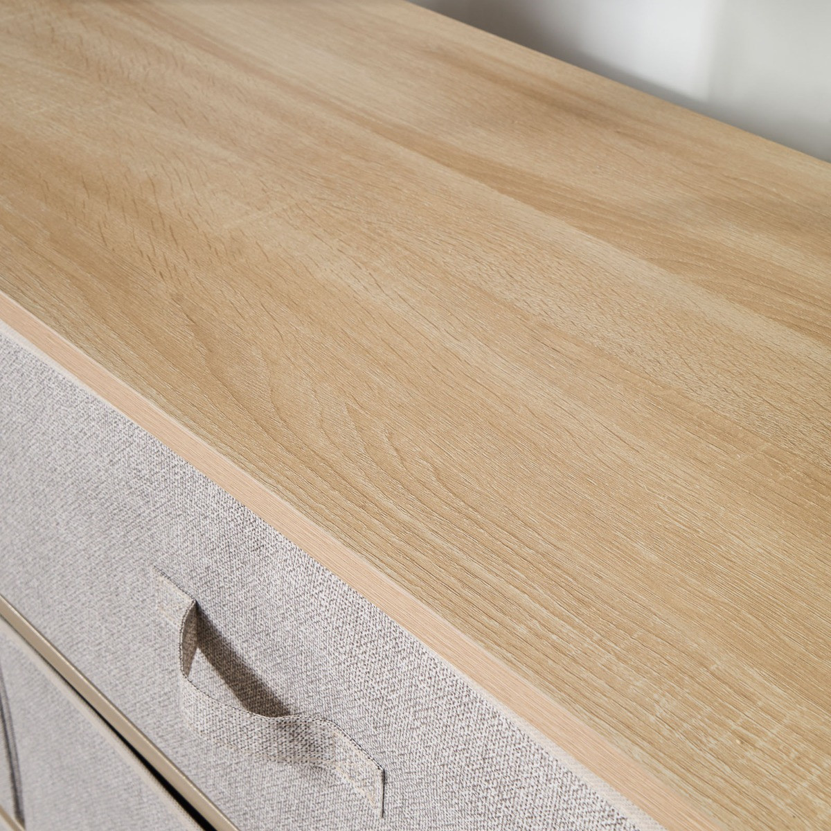 OHS Brooklyn 6 Drawer Fabric Cabinet with Hanging Rail - Beige>