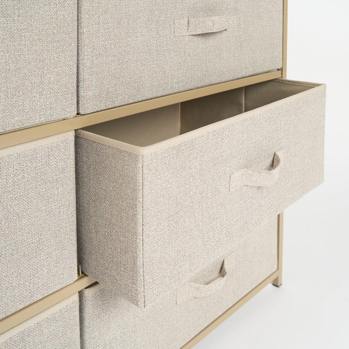 OHS Brooklyn 6 Drawer Fabric Cabinet with Hanging Rail - Beige>