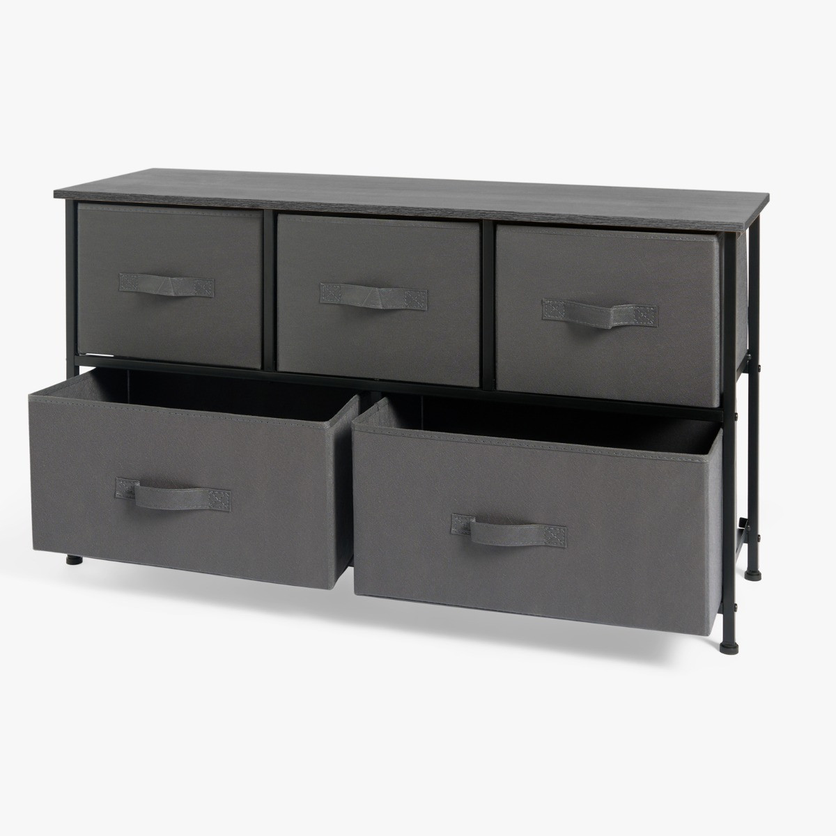 OHS Brooklyn Fabric 5 Drawer Chest - Grey>