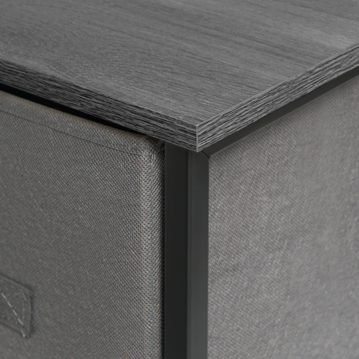 OHS Brooklyn Fabric 5 Drawer Chest - Grey>