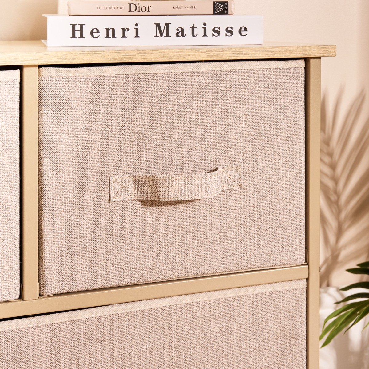 OHS Brooklyn Fabric 5 Drawer Chest - Beige>