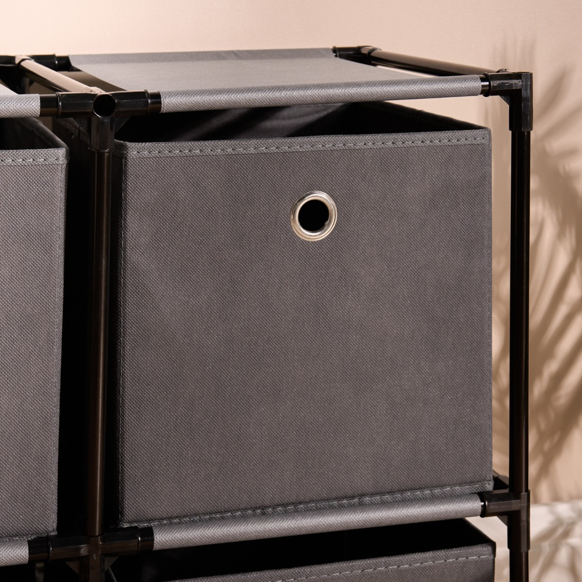 OHS Boston Storage with 4 Fabric Cubes - Grey>