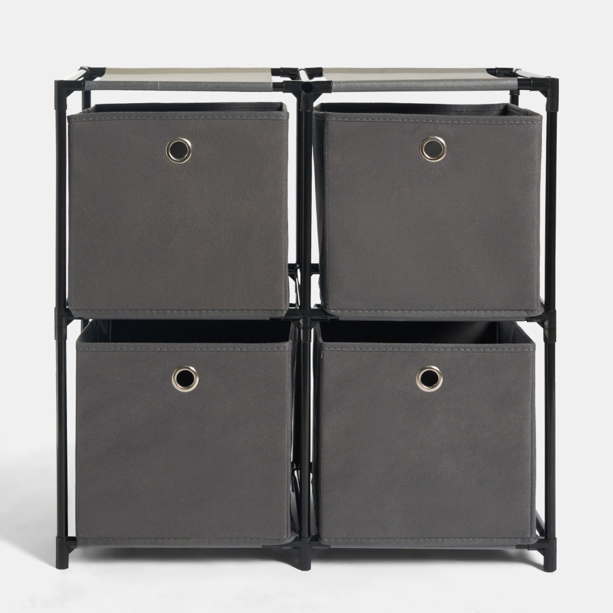 OHS Boston Storage with 4 Fabric Cubes - Grey>
