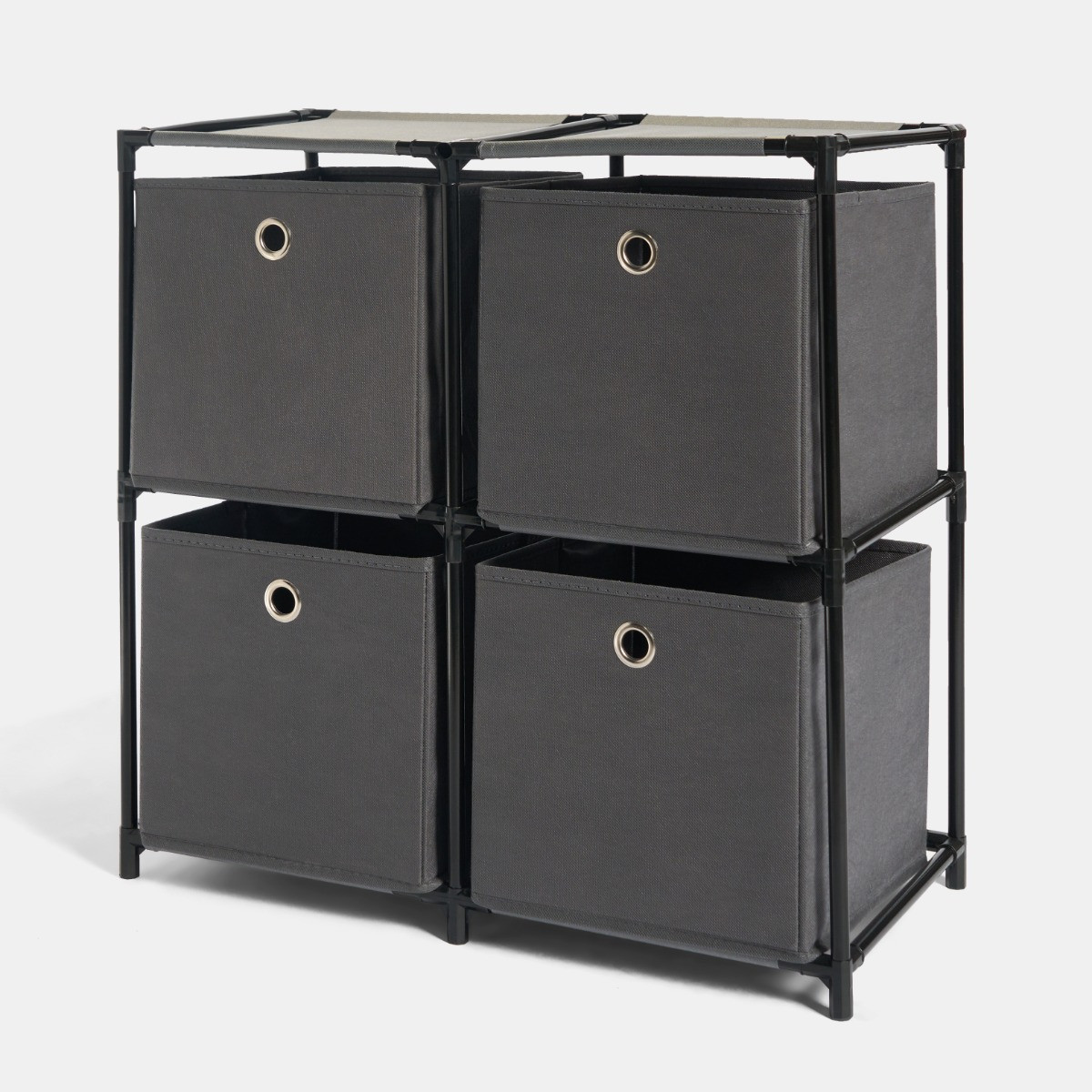 OHS Boston Storage with 4 Fabric Cubes - Grey>