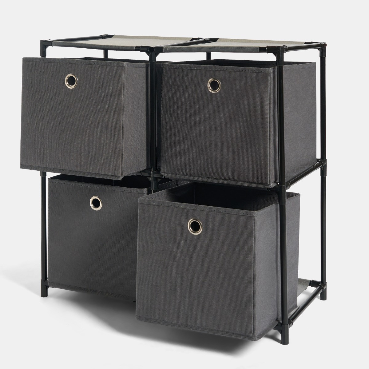 OHS Boston Storage with 4 Fabric Cubes - Grey>