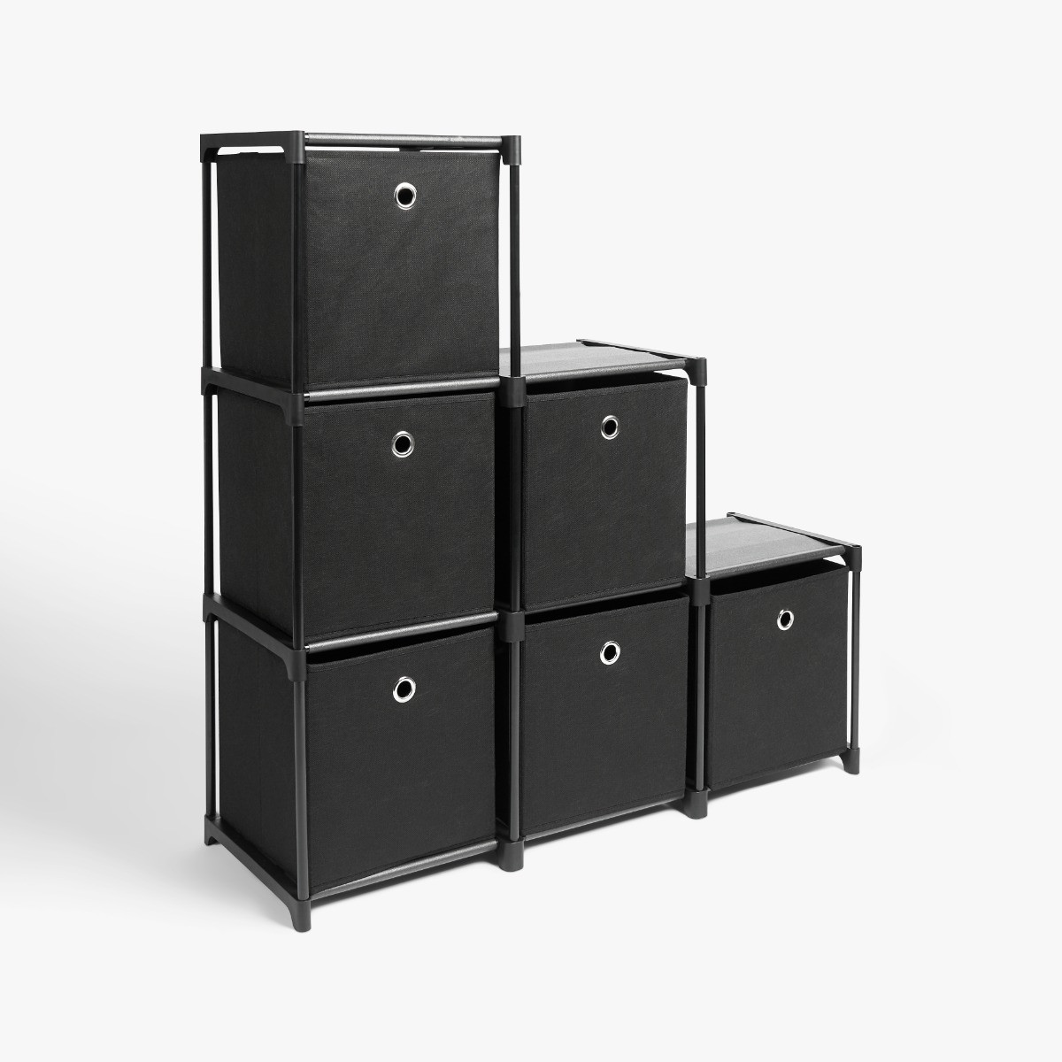 OHS Boston Storage with Fabric Cubes - Black>