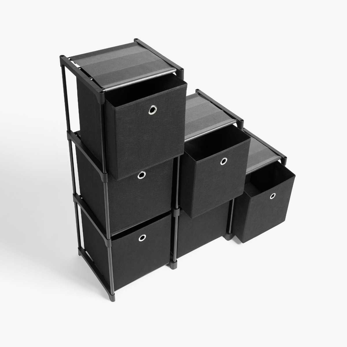OHS Boston Storage with Fabric Cubes - Black>