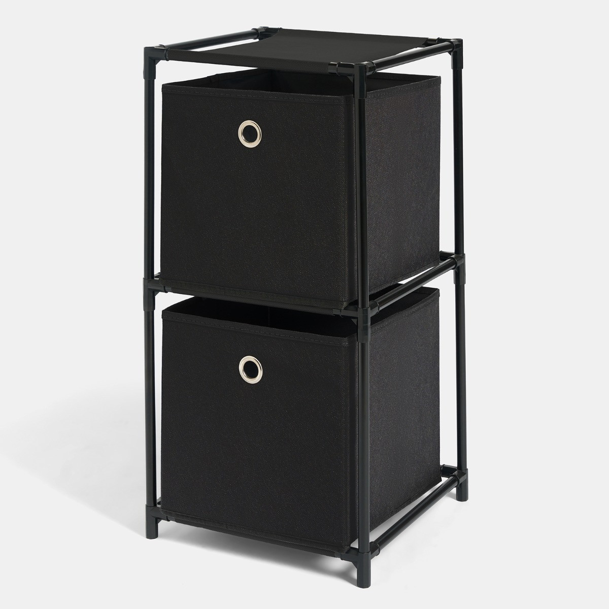 OHS Boston Storage with 2 Fabric Cubes - Black>