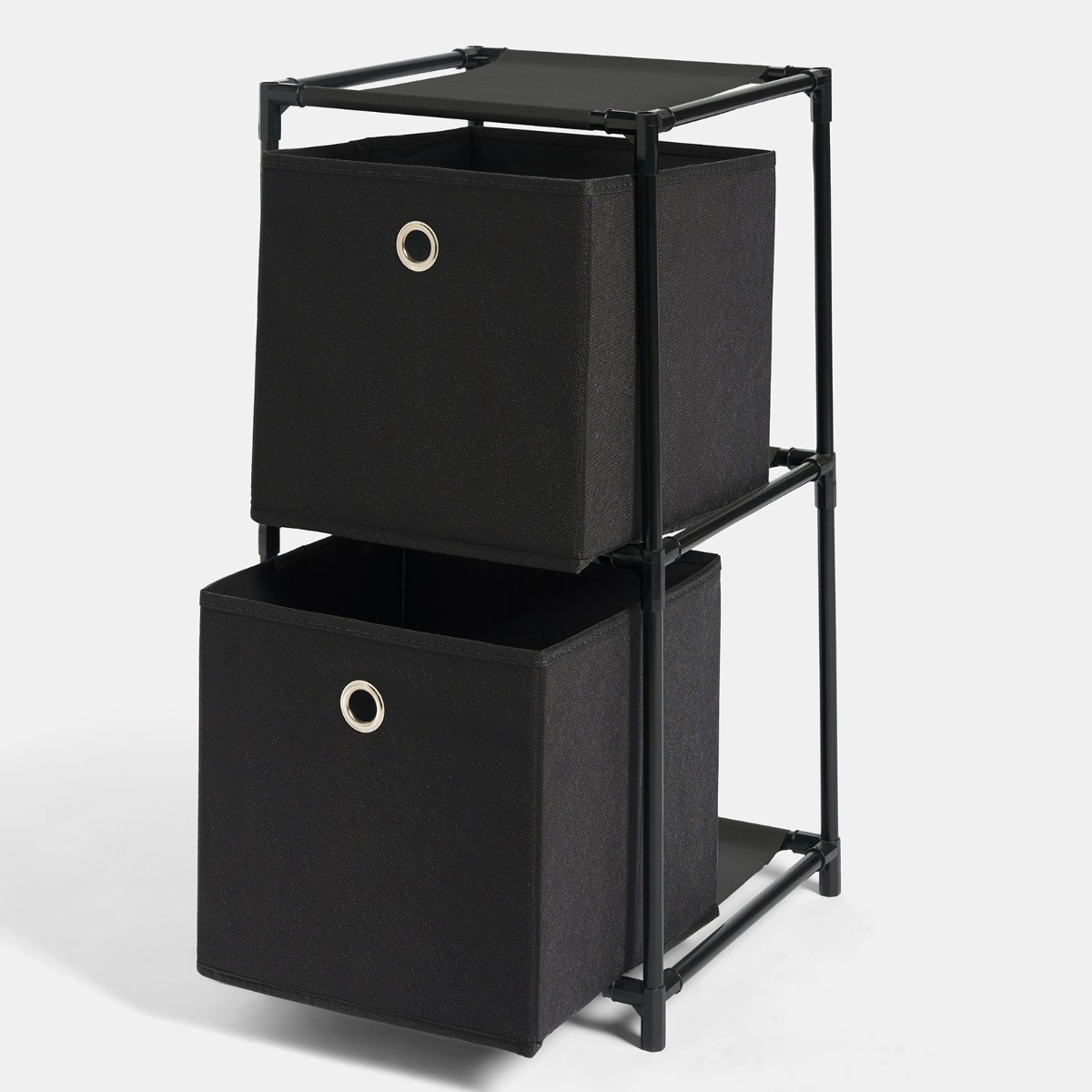 OHS Boston Storage with 2 Fabric Cubes - Black>