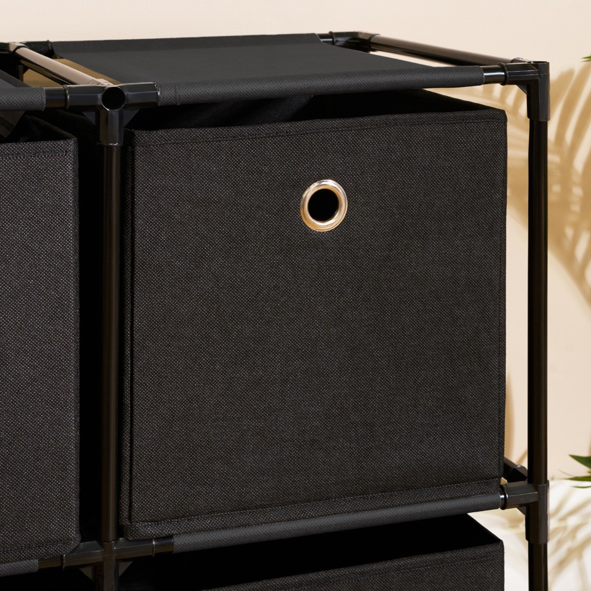 OHS Boston Storage with 4 Fabric Cubes - Black>