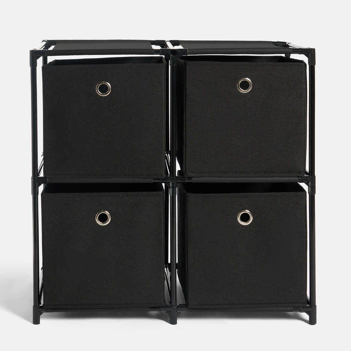 OHS Boston Storage with 4 Fabric Cubes - Black>