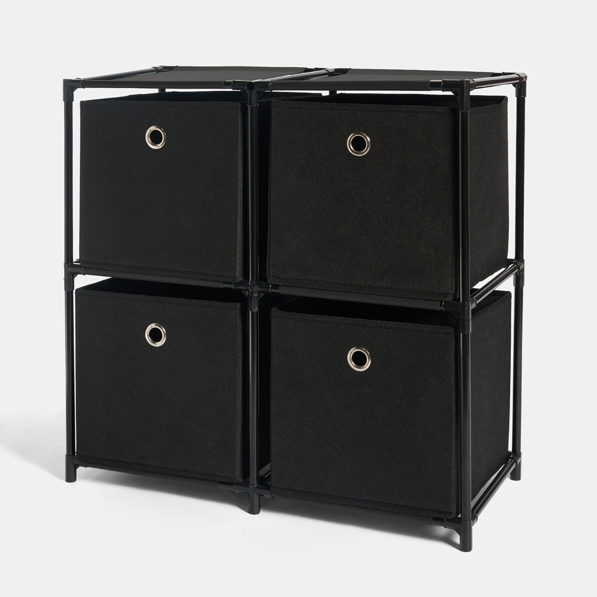 OHS Boston Storage with 4 Fabric Cubes - Black>