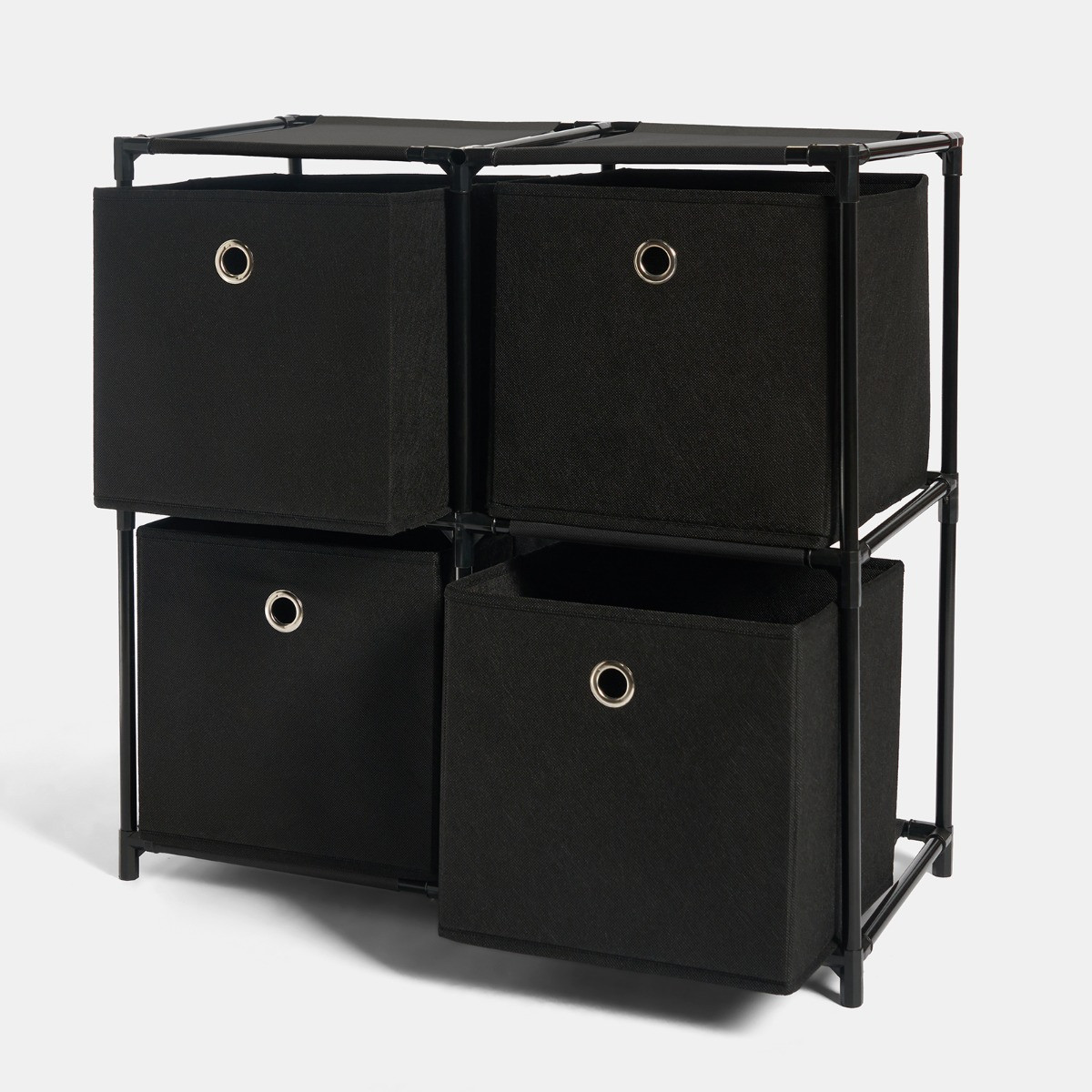 OHS Boston Storage with 4 Fabric Cubes - Black>