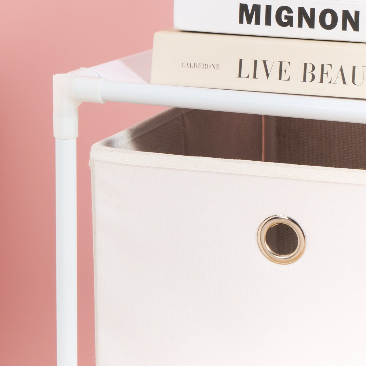 OHS Boston Storage with 2 Fabric Cubes - White>