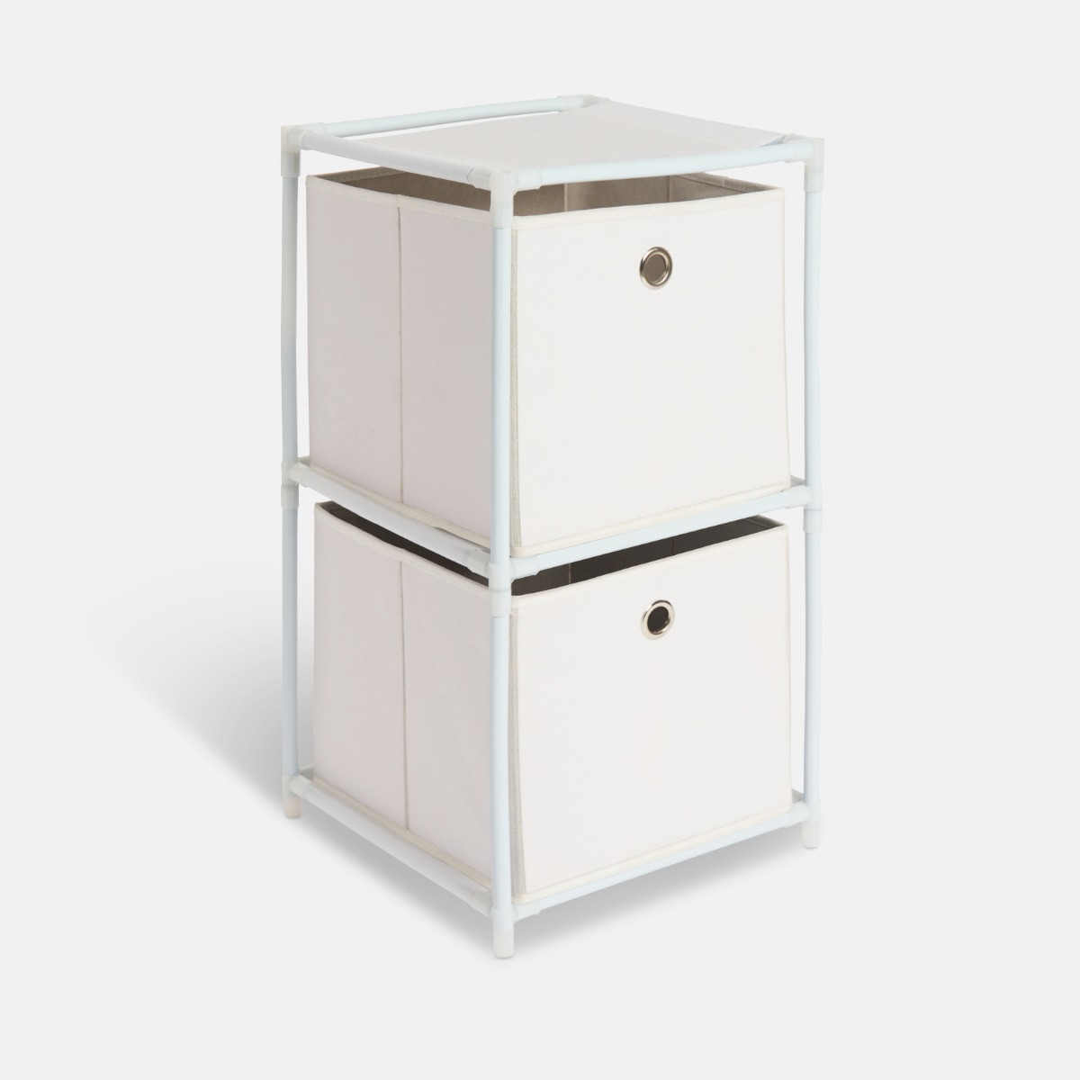 OHS Boston Storage with 2 Fabric Cubes - White>