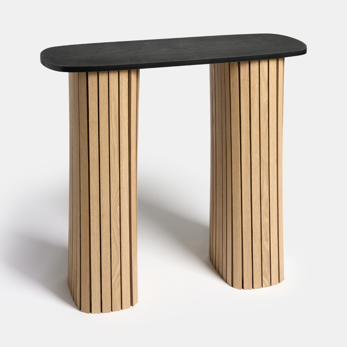 OHS Madison Ribbed Console Table - Light Wood/Black >