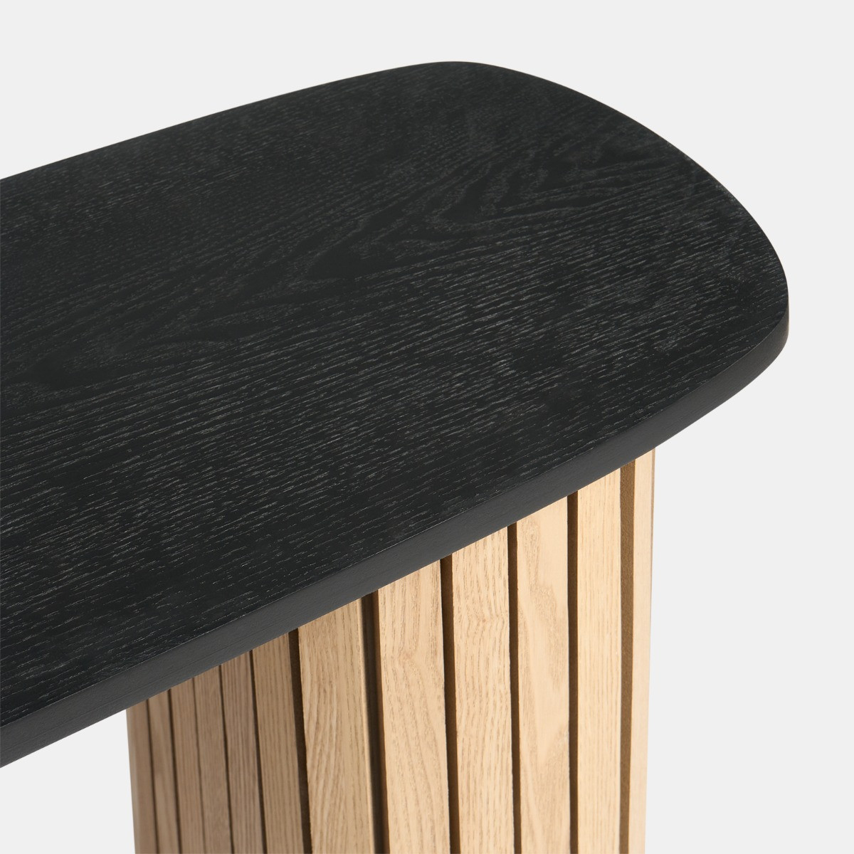 OHS Madison Ribbed Console Table - Light Wood/Black >