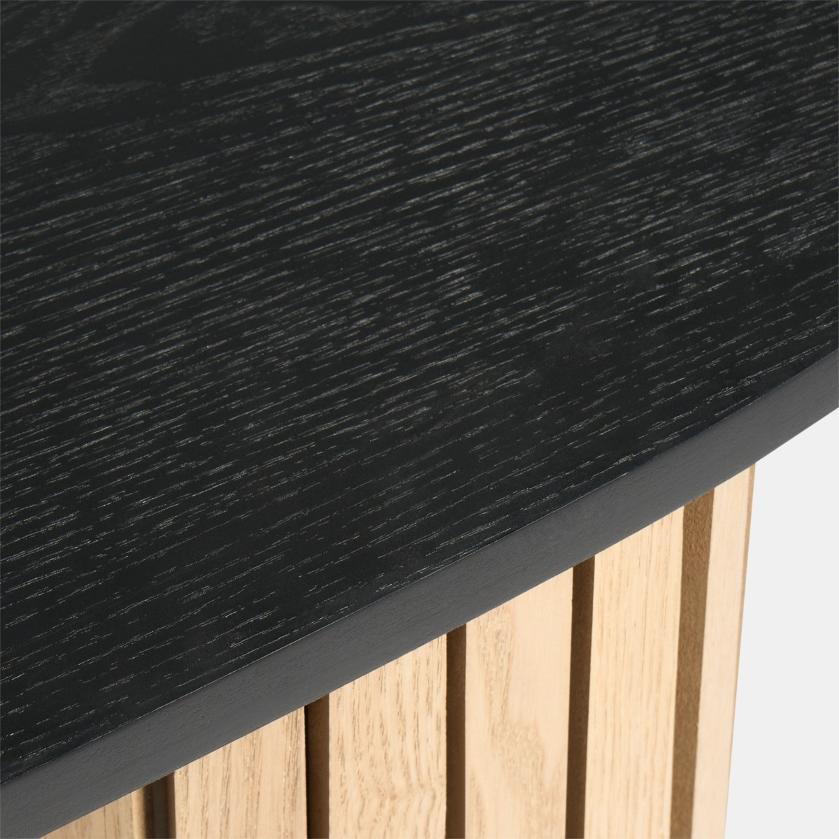 OHS Madison Ribbed Console Table - Light Wood/Black >