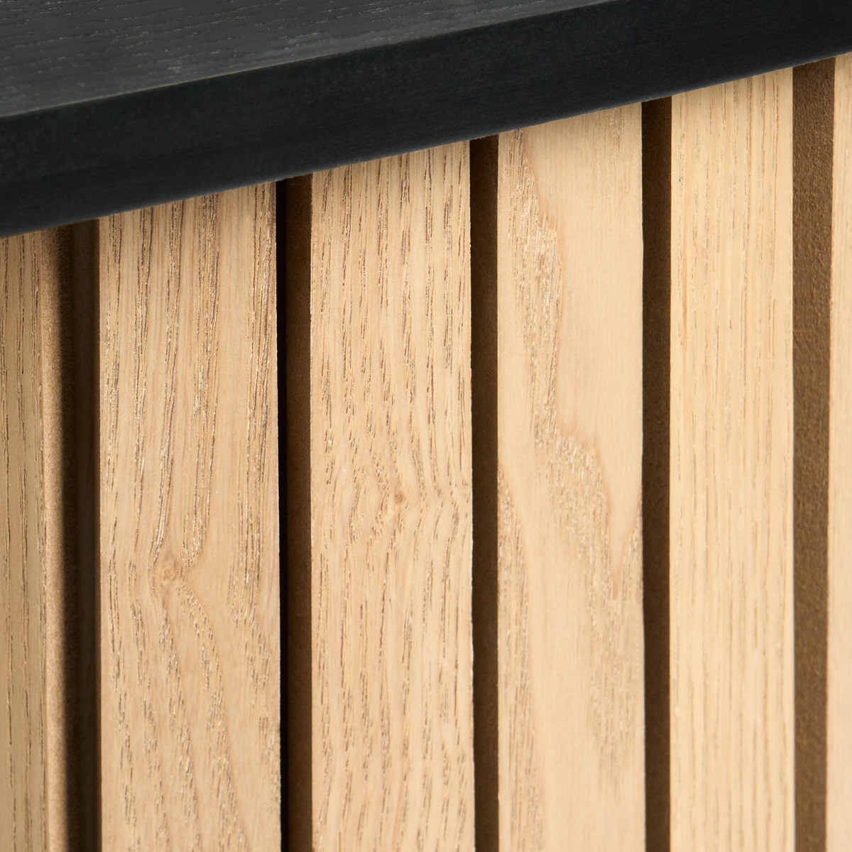 OHS Madison Ribbed Console Table - Light Wood/Black >