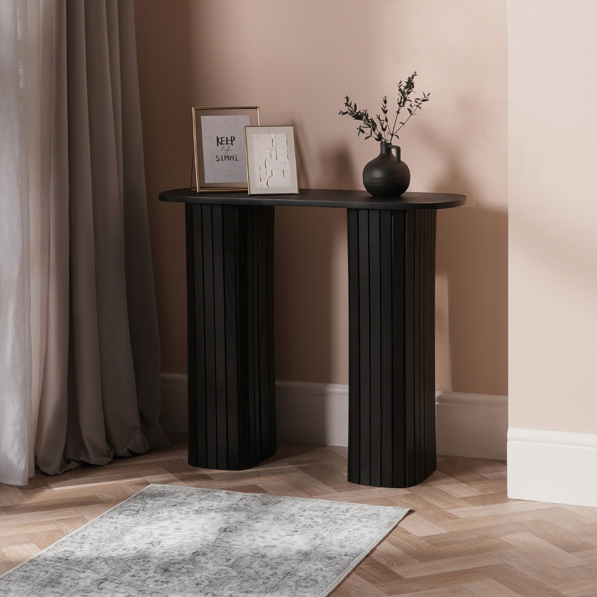 OHS Madison Ribbed Console Table - Black >