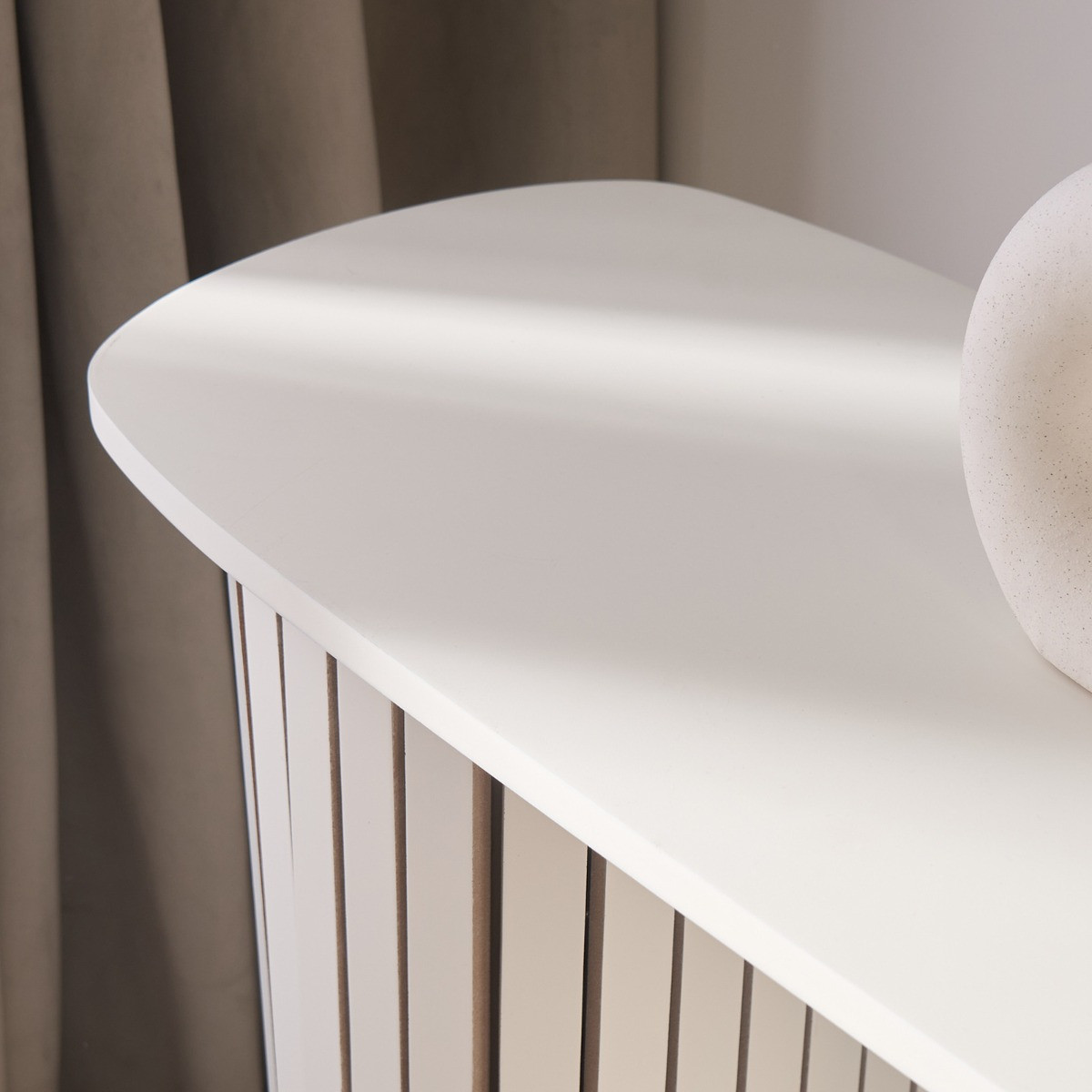 OHS Madison Ribbed Console Table - Cream>