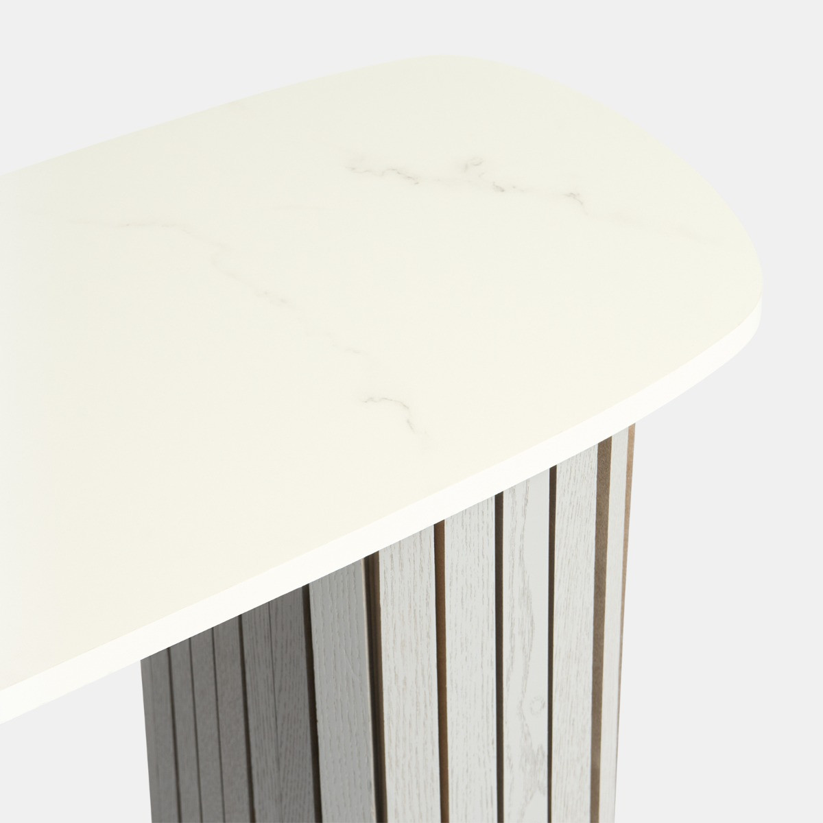OHS Madison Marble Effect Ribbed Console Table - Grey/White>
