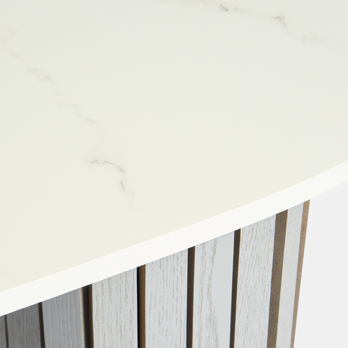 OHS Madison Marble Effect Ribbed Console Table - Grey/White>