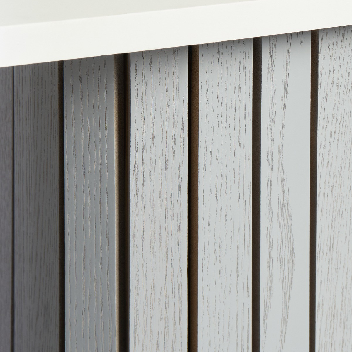 OHS Madison Marble Effect Ribbed Console Table - Grey/White>