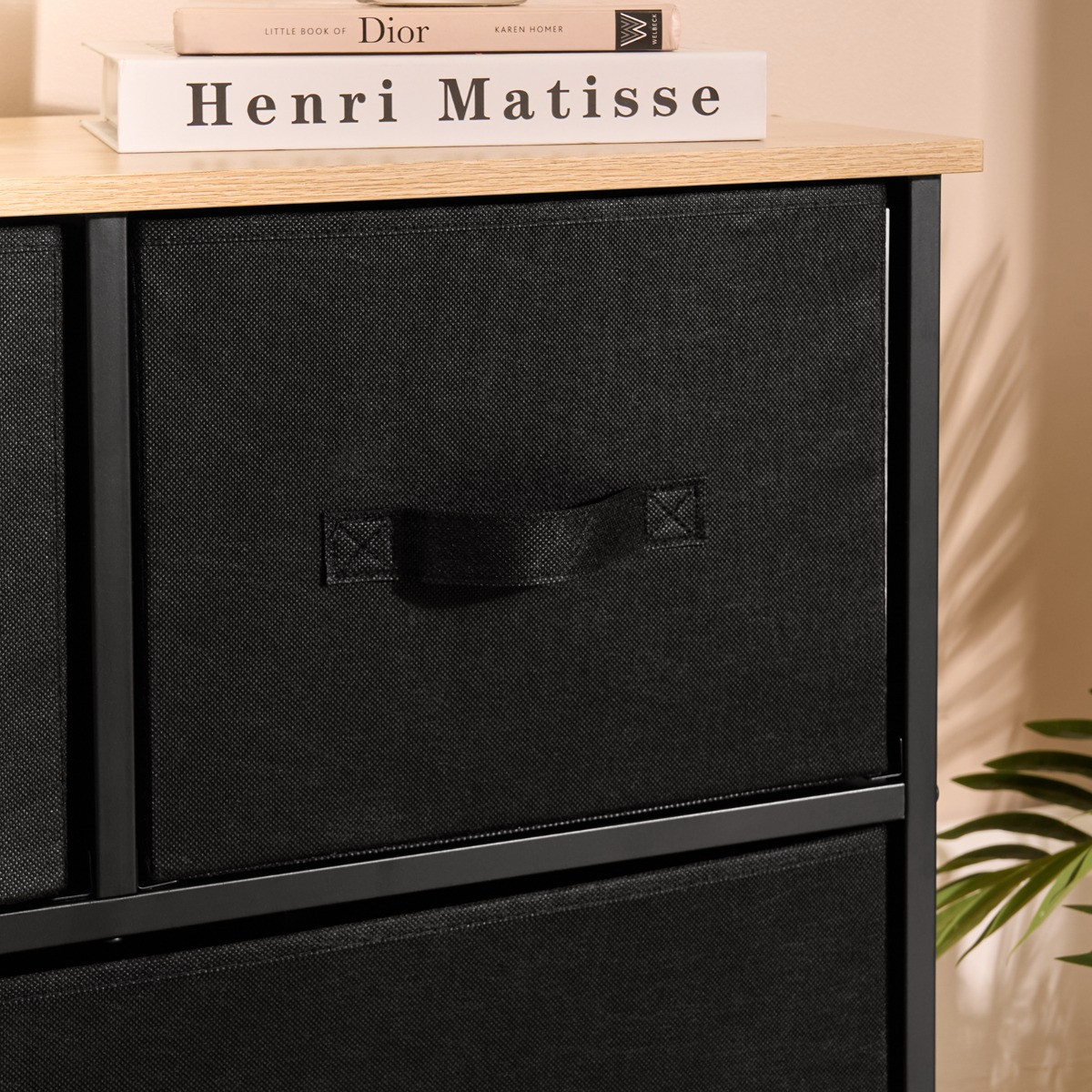 OHS Brooklyn Fabric 5 Drawer Chest - Black>