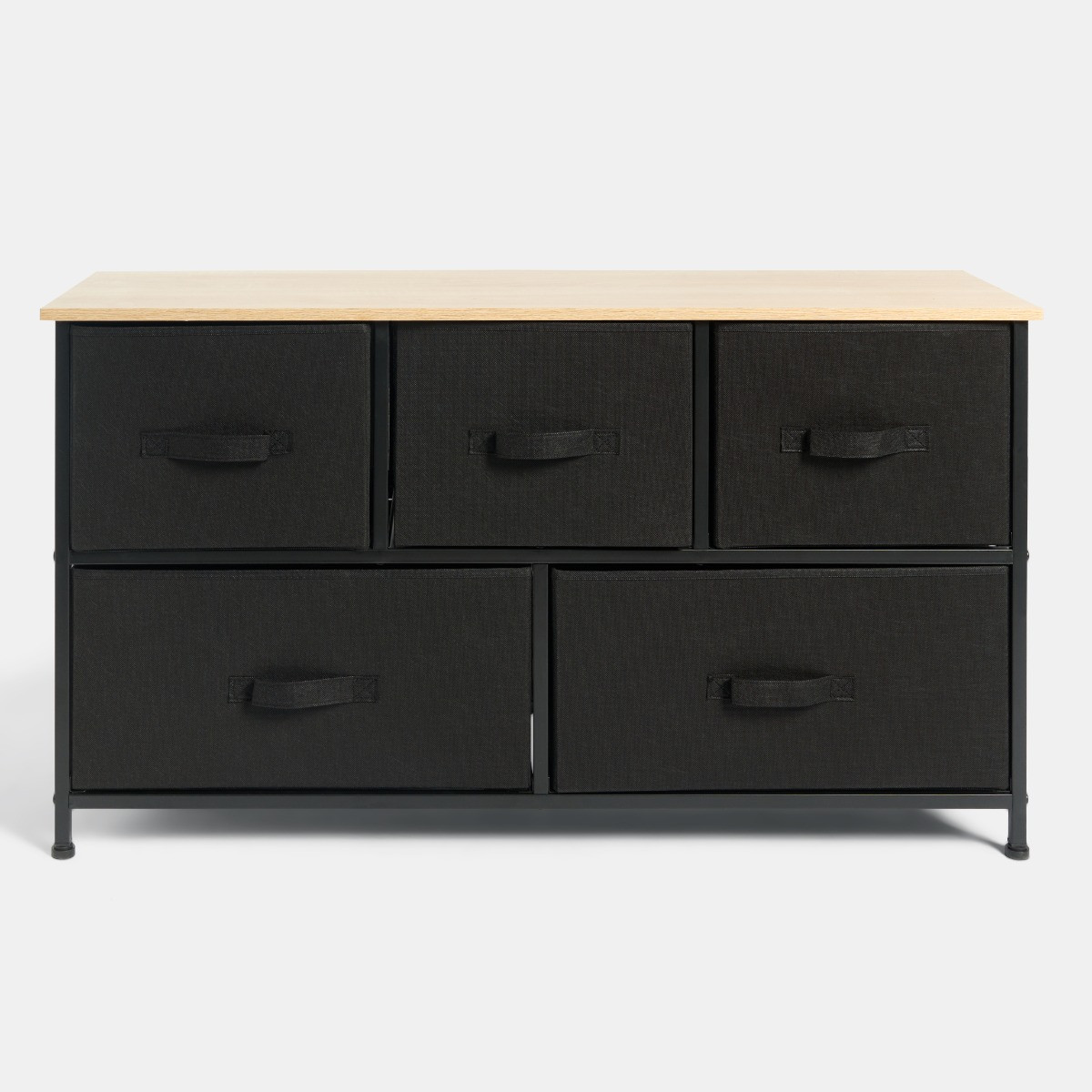 OHS Brooklyn Fabric 5 Drawer Chest - Black>