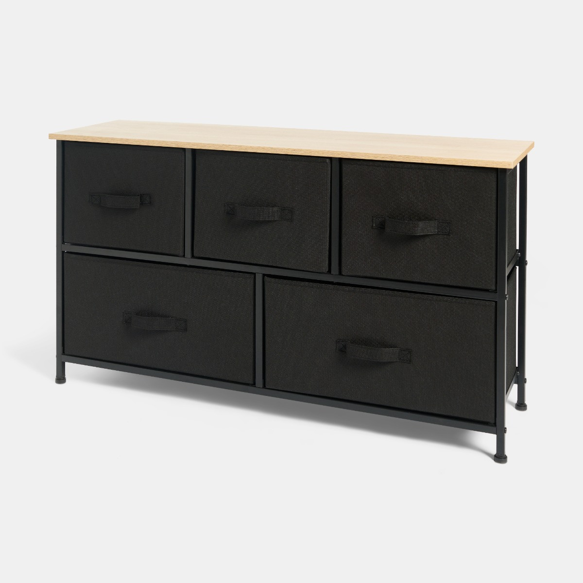 OHS Brooklyn Fabric 5 Drawer Chest - Black>