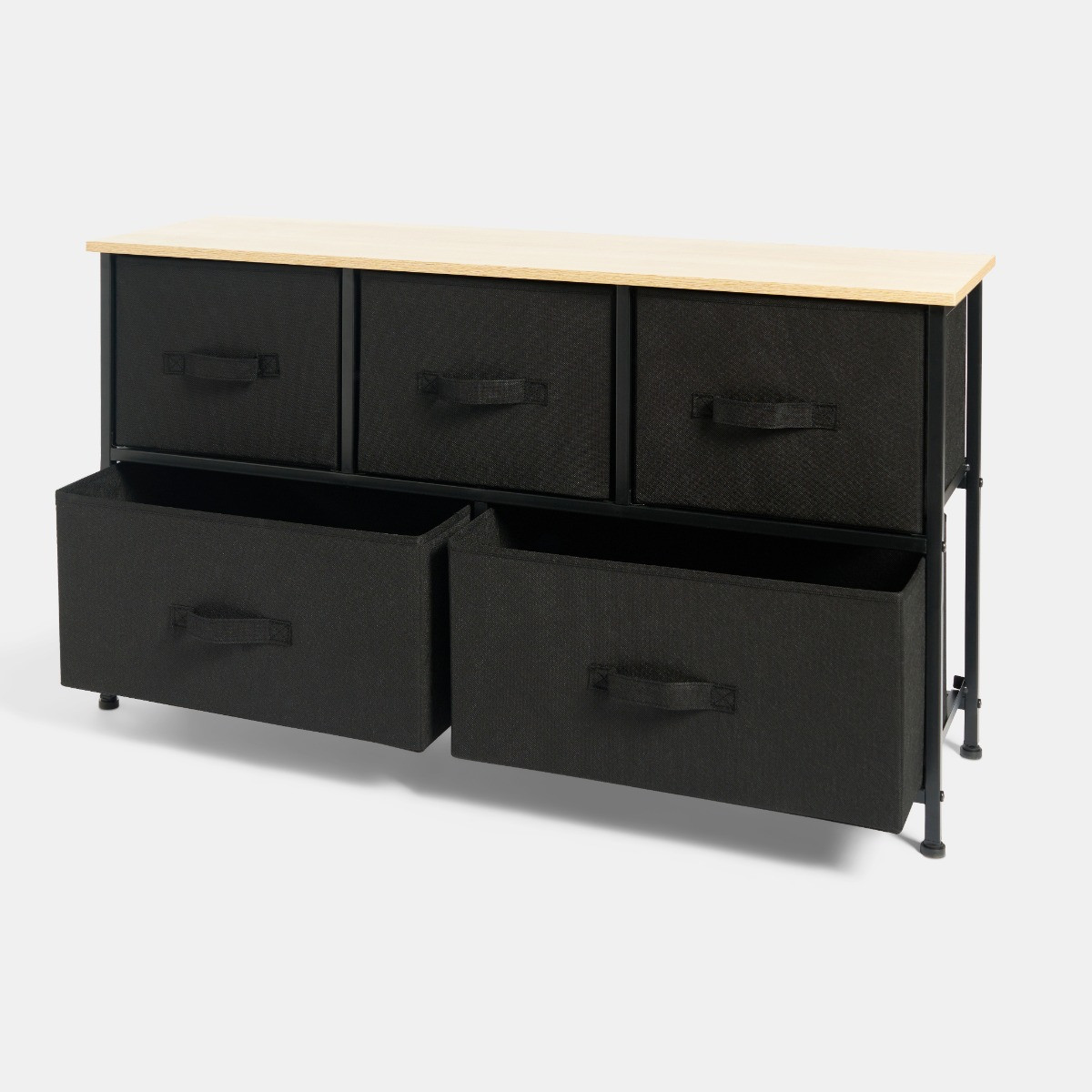 OHS Brooklyn Fabric 5 Drawer Chest - Black>