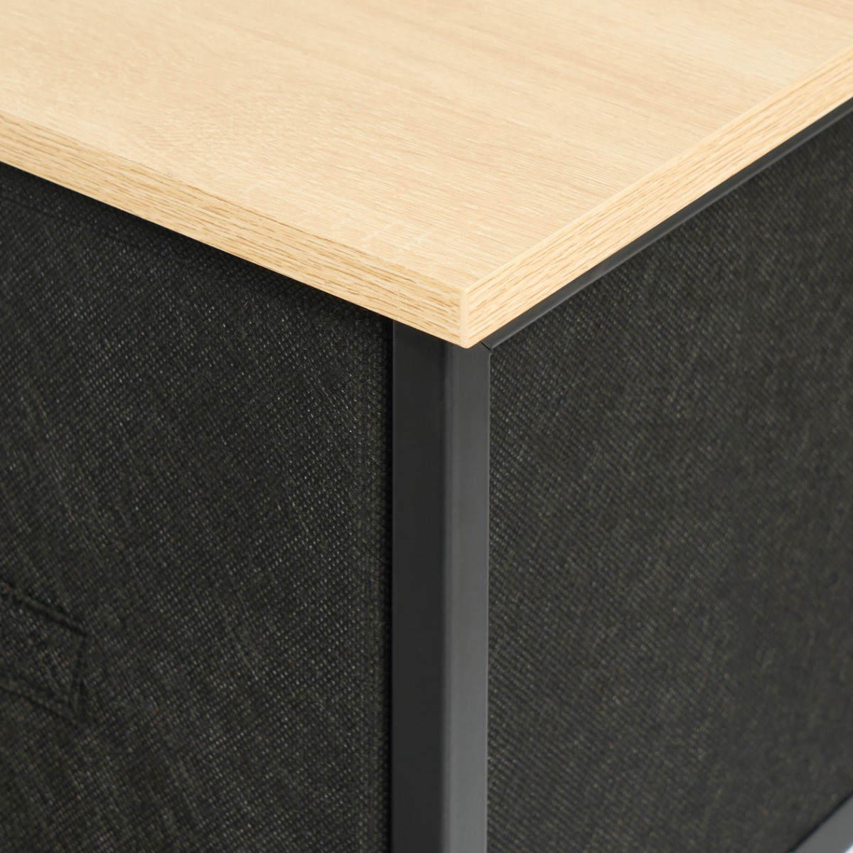 OHS Brooklyn Fabric 5 Drawer Chest - Black>