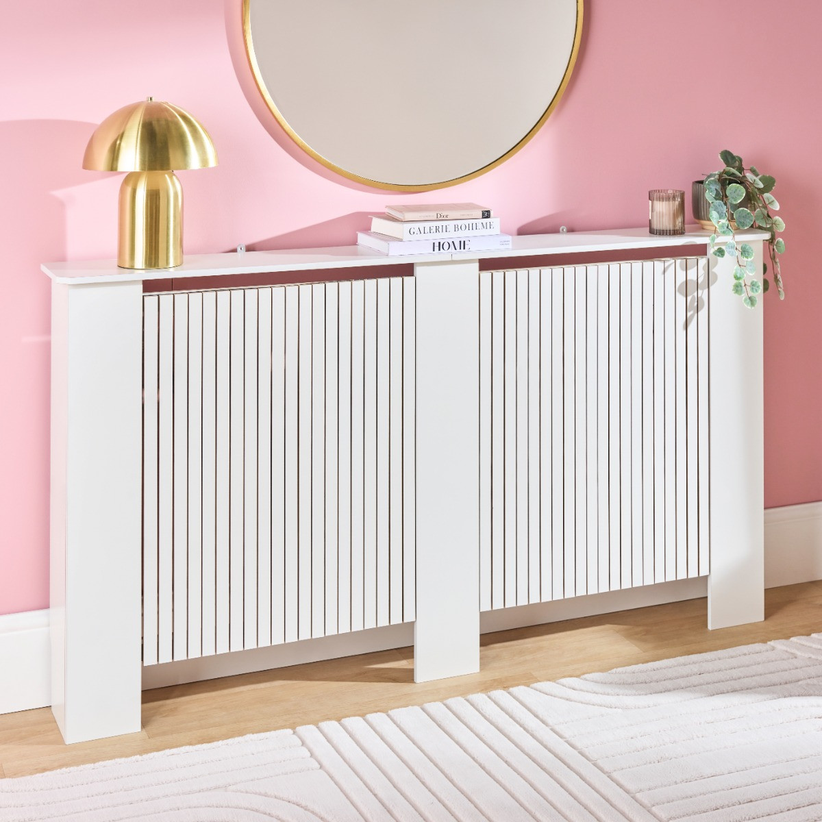 OHS Large Ribbed Radiator Cover - White>