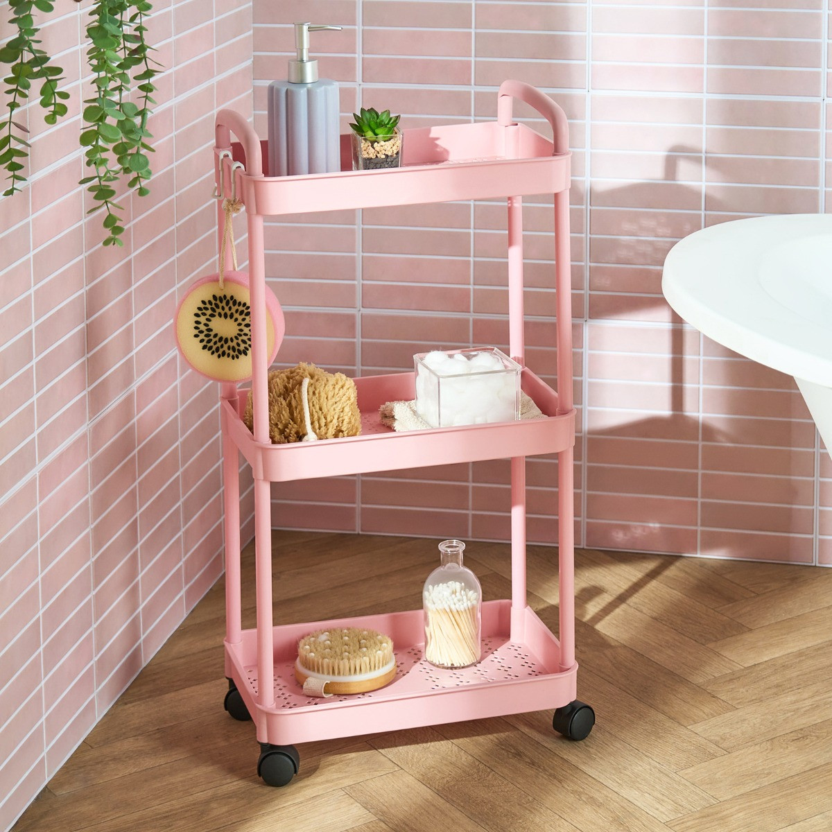 OHS 3 Layer Trolley Cart - Blush>