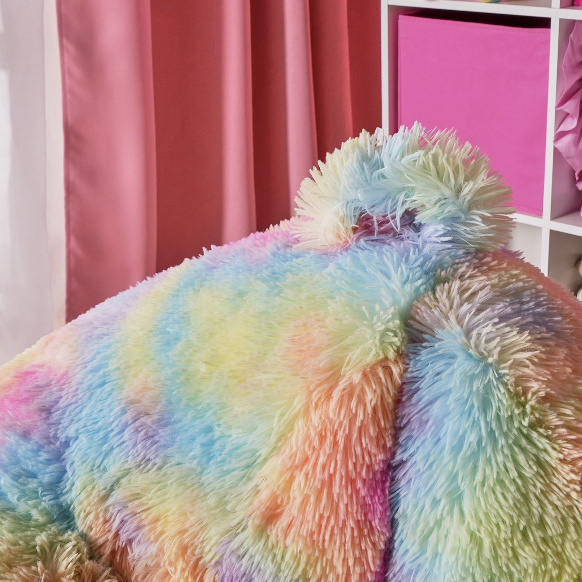 OHS Kids Fluffy Tie Dye Bean Bag - Multi>