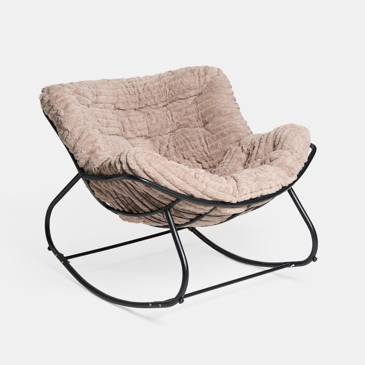 OHS Ribbed Faux Fur Rocking Chair - Natural>