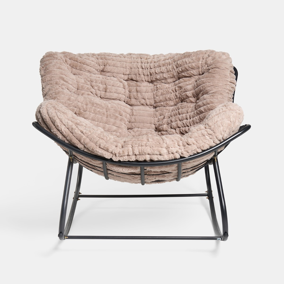 OHS Ribbed Faux Fur Rocking Chair - Natural>