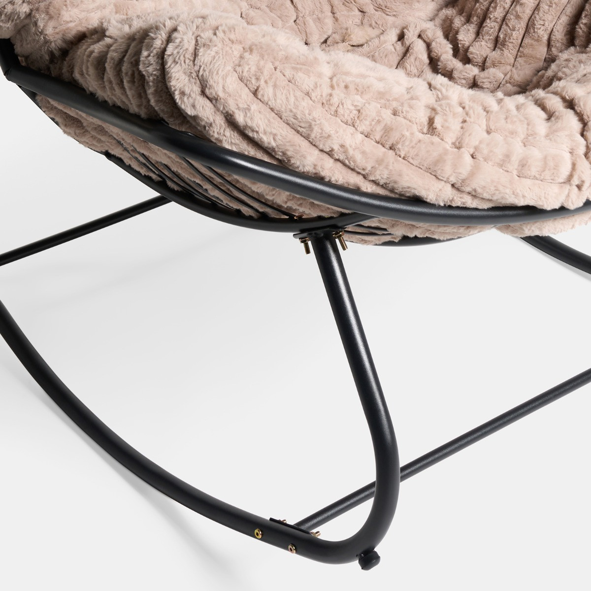 OHS Ribbed Faux Fur Rocking Chair - Natural>