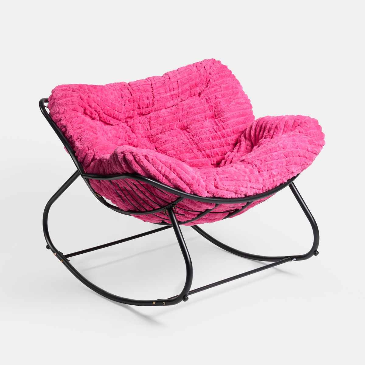 OHS Ribbed Faux Fur Rocking Chair - Hot Pink>