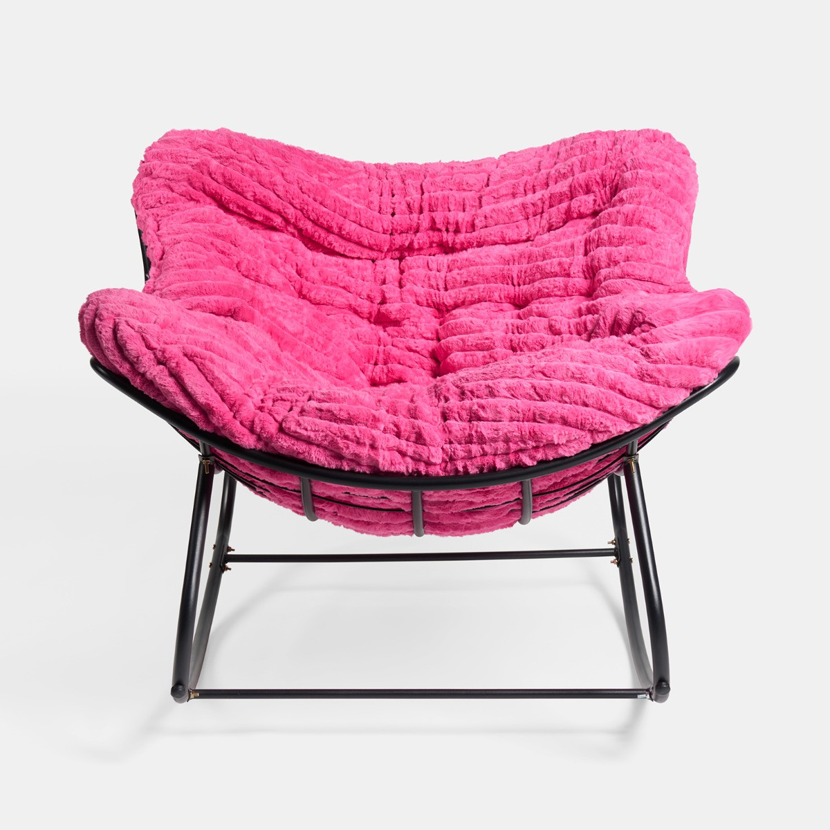 OHS Ribbed Faux Fur Rocking Chair - Hot Pink>