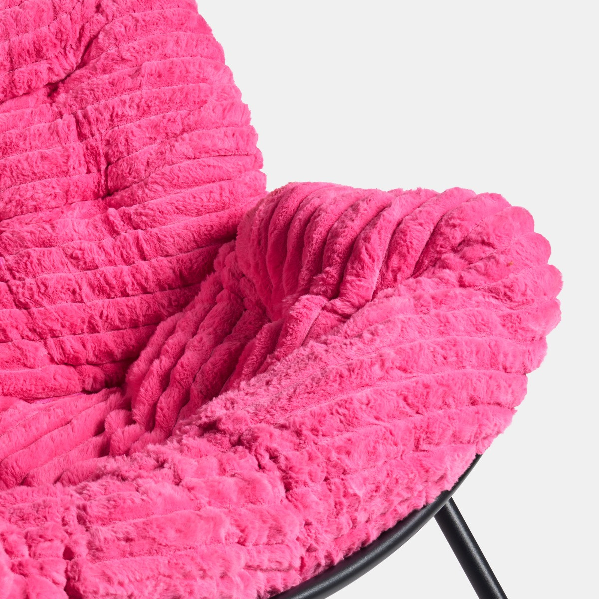 OHS Ribbed Faux Fur Rocking Chair - Hot Pink>